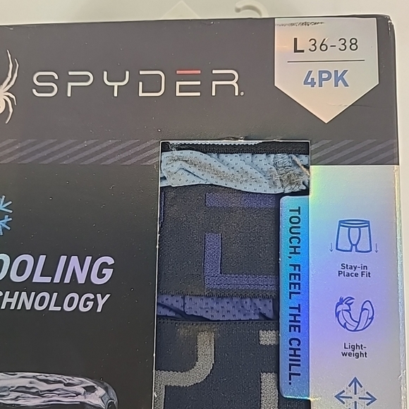 NEW Spyder 4-Pack Men Performance Boxer Briefs Sz L (36-38) Black Blue *dirt - Picture 3 of 5